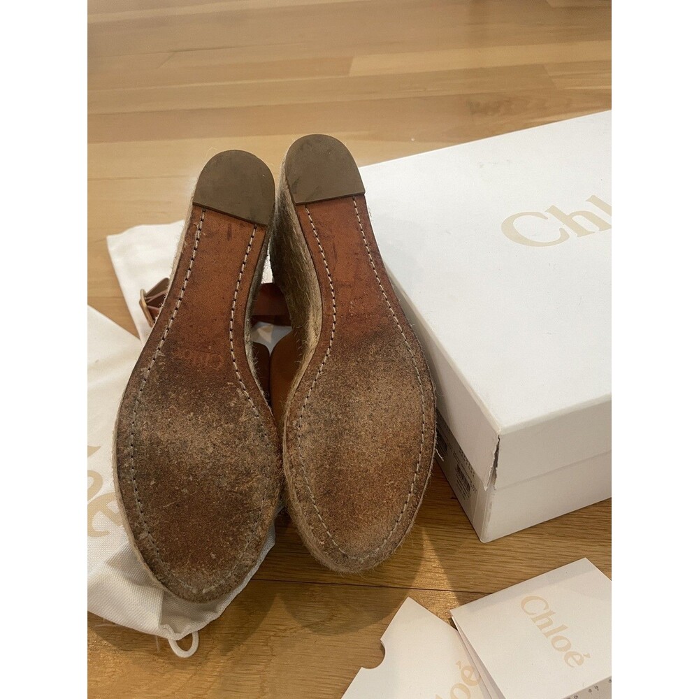 AUTHENTIC CHLOE SUEDE LEATHER ESPADRILLE PLATFORM SANDALS- EU 38 GUC! - Picture 7 of 12